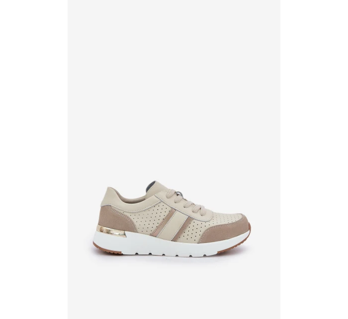 Dámské kožené tenisky na platformě béžové Gatira Dámské kožené tenisky na platformě béžové Gatira