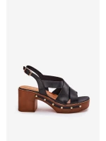 Kožené Sandály Na Podpatku model 21699718 Černé - Zazoo