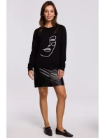model 18002768 Svetr s potiskem na přední straně černý - BeWear