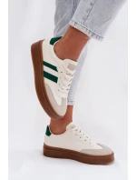 Dámské tenisky na platformě z eko kůže – bílo-zelené Elaraven Dámské tenisky na platformě z eko kůže – bílo-zelené Elaraven