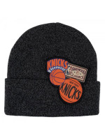 Pánská / junior čepice New York NBA Logo HCFK4341 Tmavě šedá s černou vzor oranžová - Mitchell & Ness