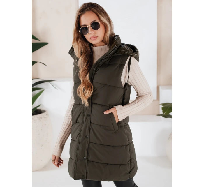 Dámská prošívaná vesta zelená Dstreet model 21966388 - FashionStreet