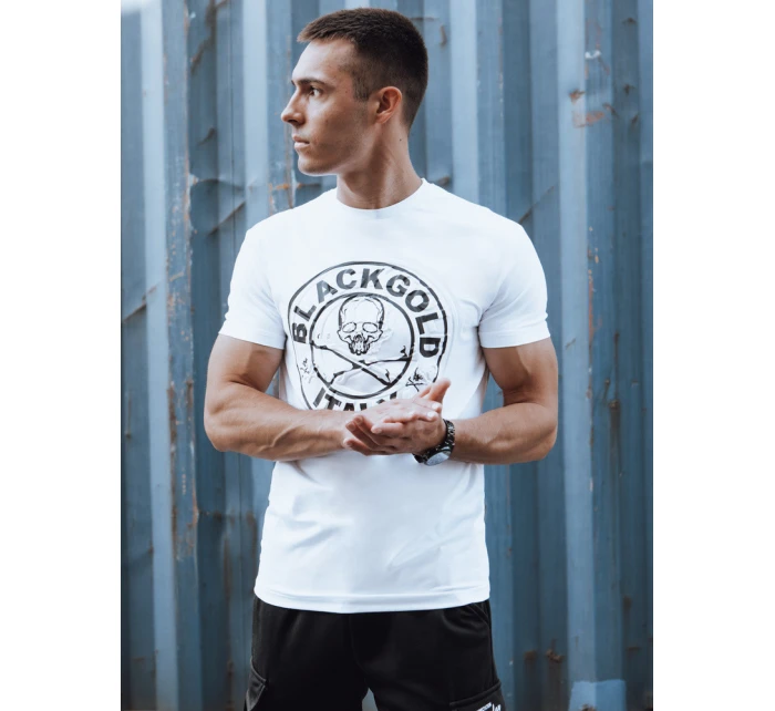 Pánské bílé tričko s potiskem FashionStreet RX5585 Pánské bílé tričko s potiskem FashionStreet RX5585