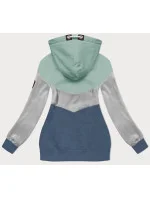Mátovo-šedo-tmavě modrá hrubší dámská trojbarevná mikina (2303)