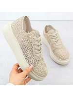 Dámská obuv na platformě se šněrováním béžová model 22098387 - VINCEZA