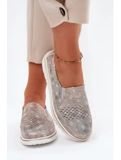 Semišové nazouvací boty Béžovo-zlatá Inez