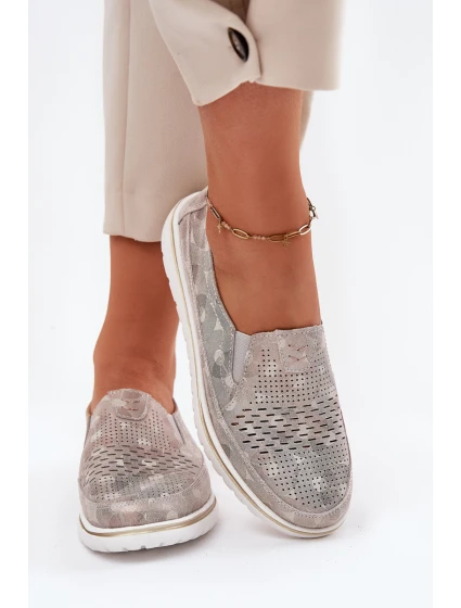 Semišové nazouvací boty Béžovo-zlatá Inez