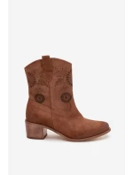 Semišové kožené dámské boty s výřezy na podpatku Zazoo 3844 hnědé Semišové kožené dámské boty s výřezy na podpatku Zazoo 3844 hnědé