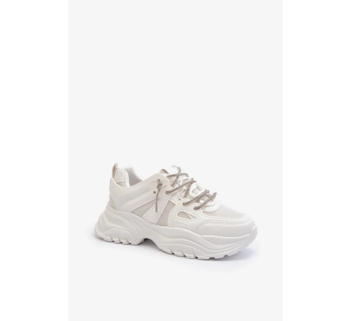 Dámské tenisky na masivní podrážce s ozdobným šněrováním bílá Relissa Dámské tenisky na masivní podrážce s ozdobným šněrováním bílá Relissa