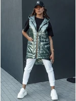 Dámská prošívaná dlouhá vesta s kapucí JESS zelená FashionStreet TY4454