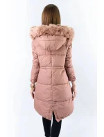 DŁUGA KURTKA DAMSKA ZIMOWA Z KAPTUREM RÓŻ model 21241722 - Libland