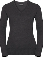 Russell Athletic 710F Dámský pletený svetr s výstřihem do V 11.710F charcoal marl