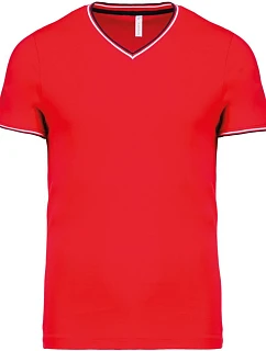 Kariban K 374 Pánské piqué tričko s výstřihem do V 20.K374 red/navy/white