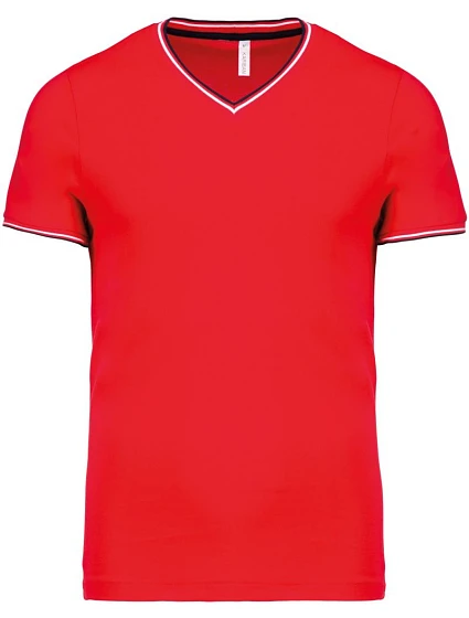 Kariban K 374 Pánské piqué tričko s výstřihem do V 20.K374 red/navy/white Kariban K 374 Pánské piqué tričko s výstřihem do V 20.K374 red/navy/white