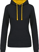 Kariban K 465 Dámská mikina s kontrastní kapucí 20.K465 black/yellow