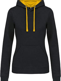 Kariban K 465 Dámská mikina s kontrastní kapucí 20.K465 black/yellow