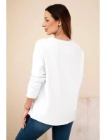 Dámská bavlněná blůza s květinami a V výstřihem model 21890114 - K-Fashion