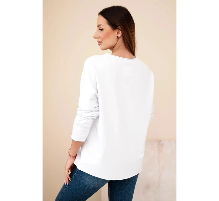 Dámská bavlněná blůza s květinami a V výstřihem model 21890114 - K-Fashion