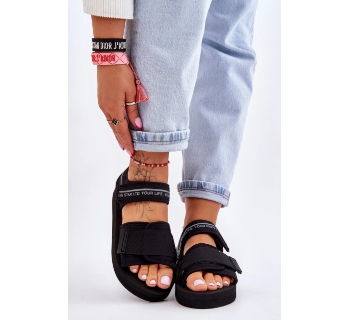 Dámské sandály na suchý zip Big Star model 21610848 Černe - Big Star Shoes Dámské sandály na suchý zip Big Star model 21610848 Černe - Big Star Shoes