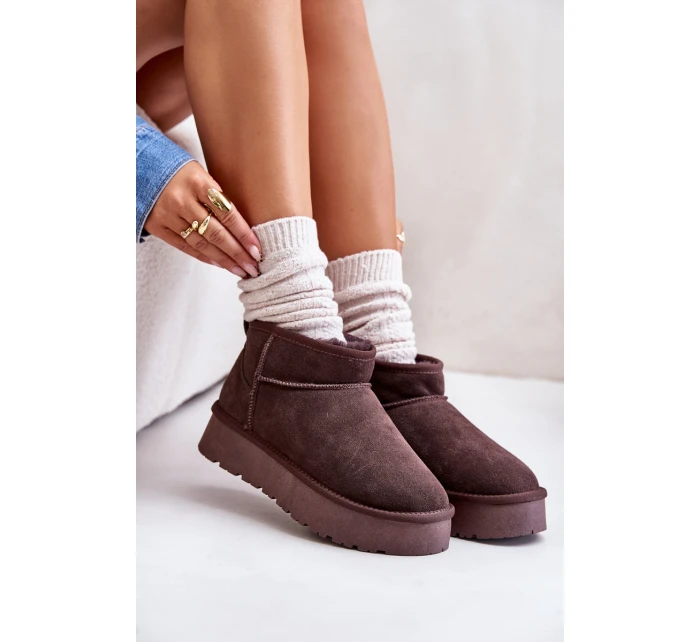 Módní Semišové Nízké Sněhule Hnědé model 21671731 - Boto Módní Semišové Nízké Sněhule Hnědé model 21671731 - Boto