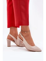 Pohodlné lodičky na podpatku model 21692903 Béžové - SERGIO LEONE