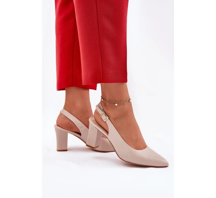 Pohodlné lodičky na podpatku model 21692903 Béžové - SERGIO LEONE