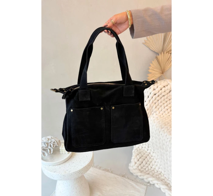 Kožená semišová kabelka s kapsami černá model 21728409 - Boto