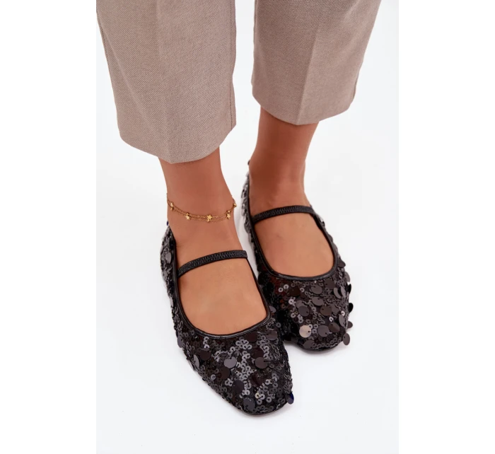 Baleríny zdobené flitry černé model 21757691 - Boto