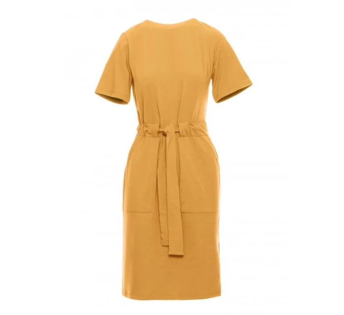 B263 Bavlněné šaty s kapsami - medové
