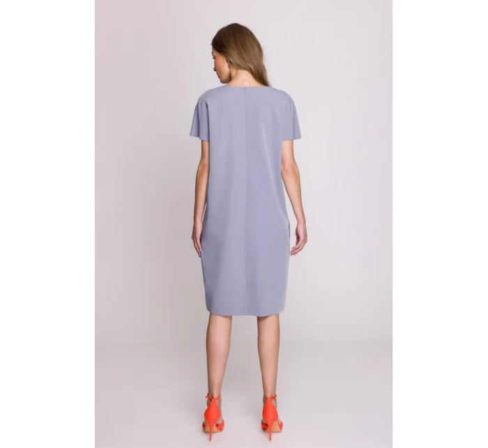 Šaty uvolněného střihu s výstřihem do V šedá model 20966044 - STYLOVE Šaty uvolněného střihu s výstřihem do V šedá model 20966044 - STYLOVE