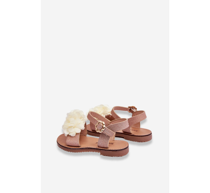 Módní dětské sandály s květy Béžovo-zlatá Poly