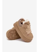 Dětské zateplené sneakers s kožíškem Mireen – béžové