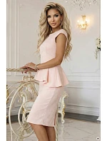 model 22038814 Elegantní semišové midi šaty s kosticí pudrově růžové - numoco