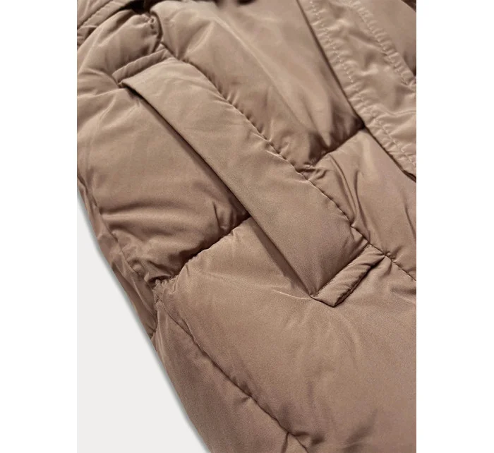 Tmavě béžová bunda pro přechodné období s páskem model 21248562 - J.STYLE Tmavě béžová bunda pro přechodné období s páskem model 21248562 - J.STYLE