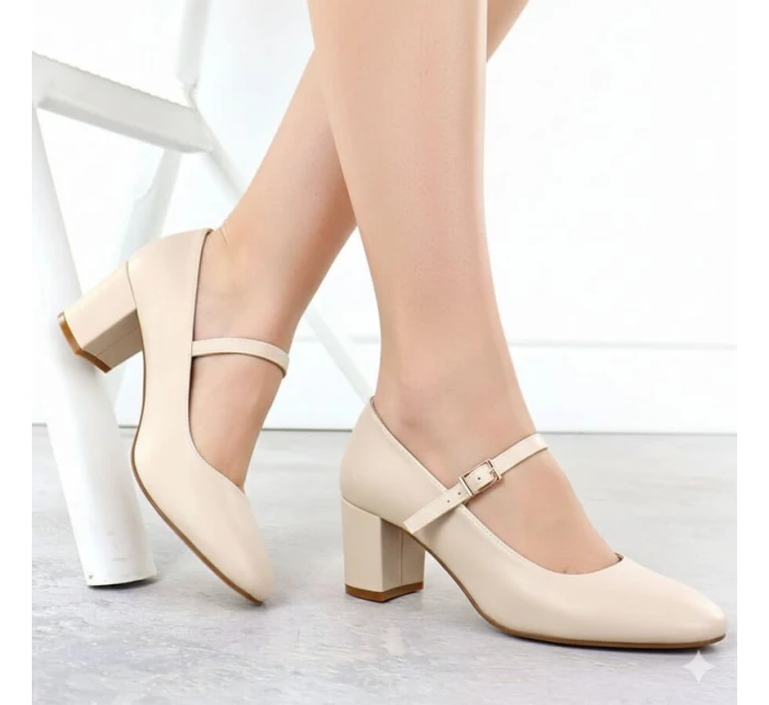 Sergio Leone PB176 páskové lodičky na nízkém podpatku v tělové barvě Sergio Leone PB176