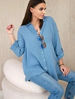 Bavlněná mušelínová košile oversize džínovina