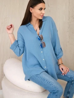 Bavlněná mušelínová košile oversize džínovina
