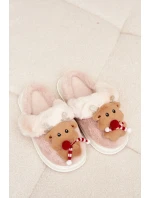 Vánoční kožené domácí pantofle dámské béžové model 21821768 - Boto Vánoční kožené domácí pantofle dámské béžové model 21821768 - Boto