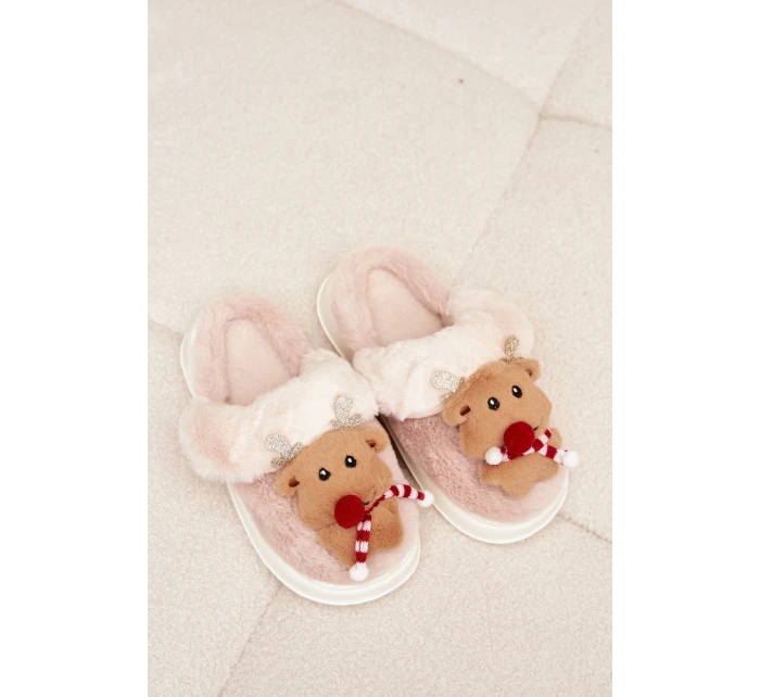 Vánoční kožené domácí pantofle dámské béžové model 21821768 - Boto Vánoční kožené domácí pantofle dámské béžové model 21821768 - Boto