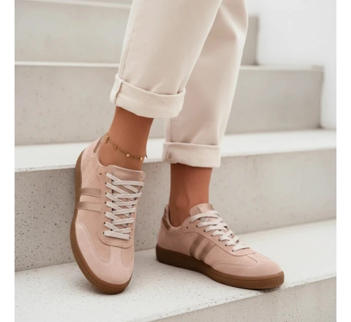 Zazoo N1068 Semišové Nízké Dámské Tenisky Špinavě Růžové