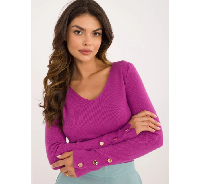 Sweter AT SW model 21326979 fioletowy - FPrice Sweter AT SW model 21326979 fioletowy - FPrice