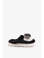 Futrzane Pantofle S Mašlí Černé Grilis