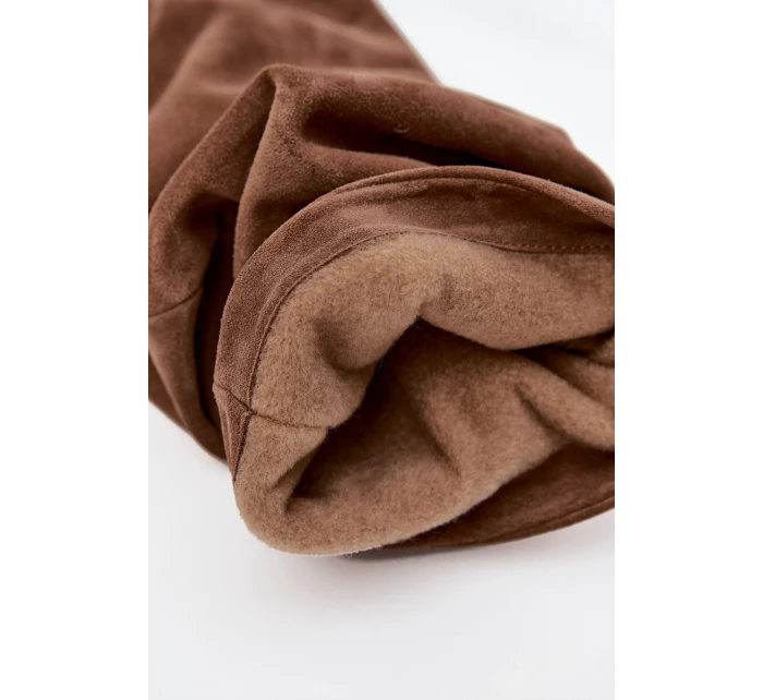 Dámské zateplené kozačky na podpatku Zazoo – světle hnědé, pravý semiš