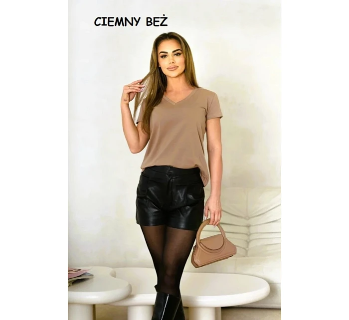 Dámské tričko Serek s krátkým rukávem hnědé - Off Pink