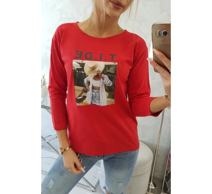 Halenka s potiskem Tide červená