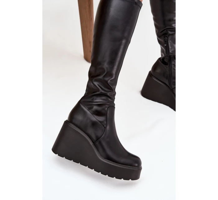 Dámské kozačky na platformě Černé Terisse Dámské kozačky na platformě Černé Terisse