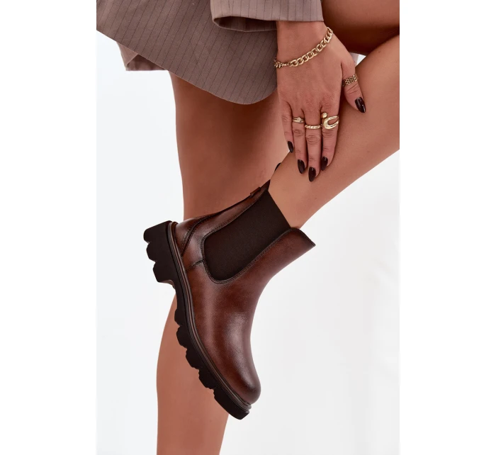 Dámské zimní kotníkové boty na zip hnědé Rivelia Dámské zimní kotníkové boty na zip hnědé Rivelia