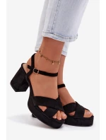 Dámské sandály na podpatku Černé Janelia