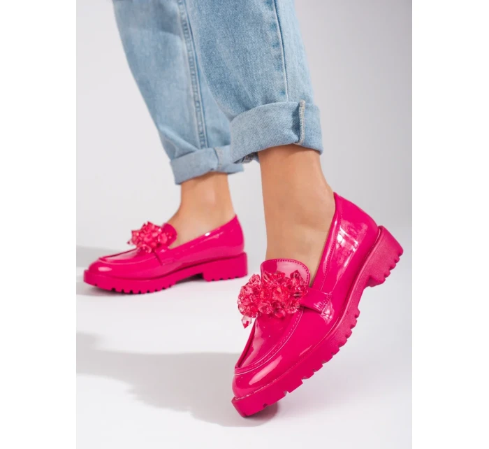 Trendy růžové dámské mokasíny bez podpatku Trendy růžové dámské mokasíny bez podpatku