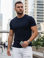 Pánské bavlněné tričko basic navy blue FashionStreet RX5673